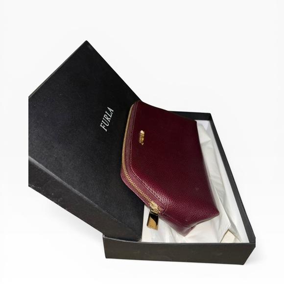 Furla Pebbled Leather Pouch - Plum - Picture 2 of 5